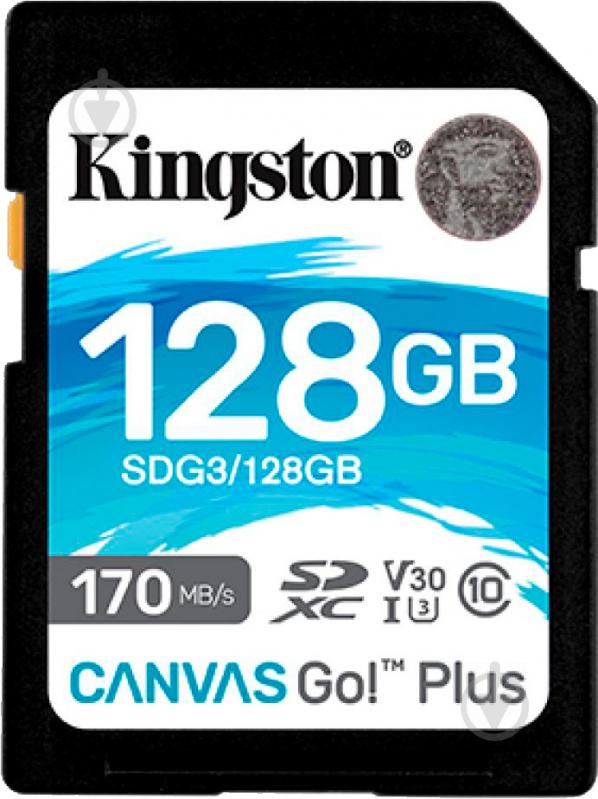 Карта памяти Kingston SDXC 128 ГБ Class 10UHS-I Class 3 (U3) (SDG3/128GB) Canvas Go Plus V30 - фото 1