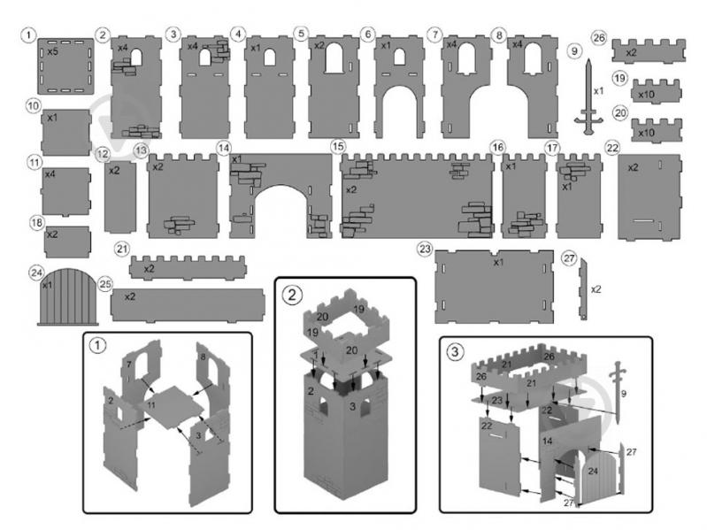 Дерев'яний 3D-конструктор Зірка Фортеця 93887 - фото 11