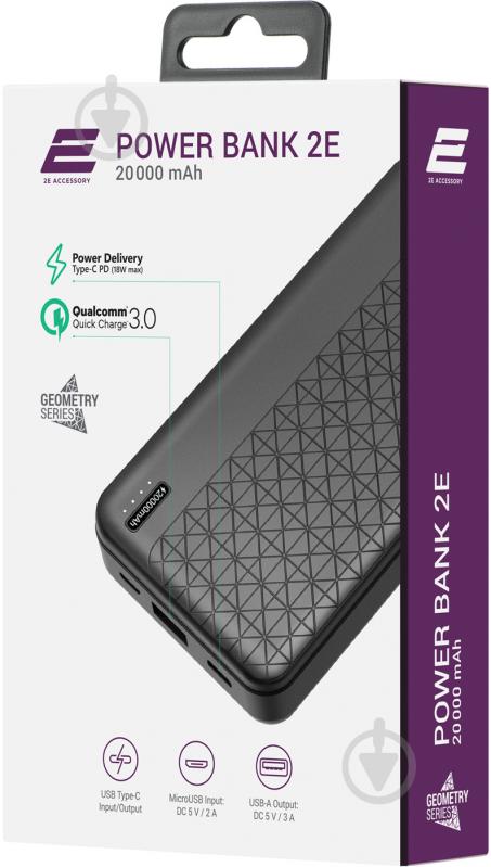 Повербанк 2E Geometry PD+QC 3.0 18W 20000 mAh (2E-PB2072PD-BLACK) - фото 6