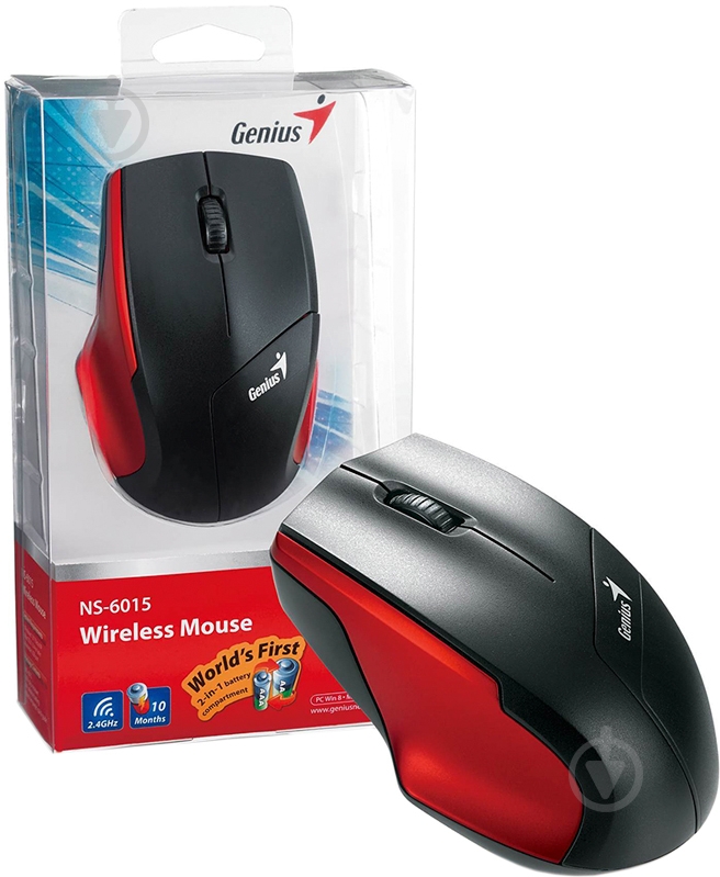 Мышь Genius NS-6015 (31030101101) black/red - фото 2 Мышь Genius NS-6015 (31030101101) black/red - фото 2