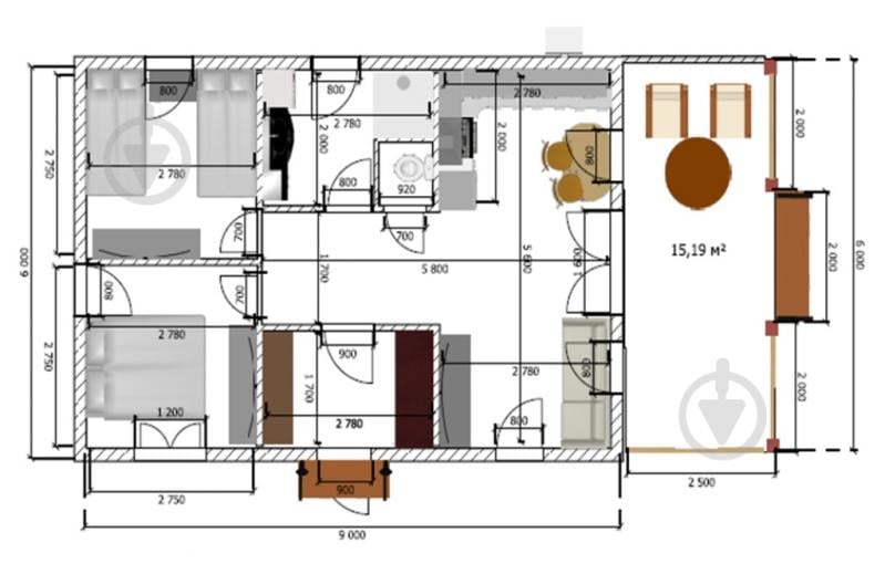 Модульний будинок корисною площею 48 кв.м (два модулі) комплектації BARNIX ELIT 54 - фото 4