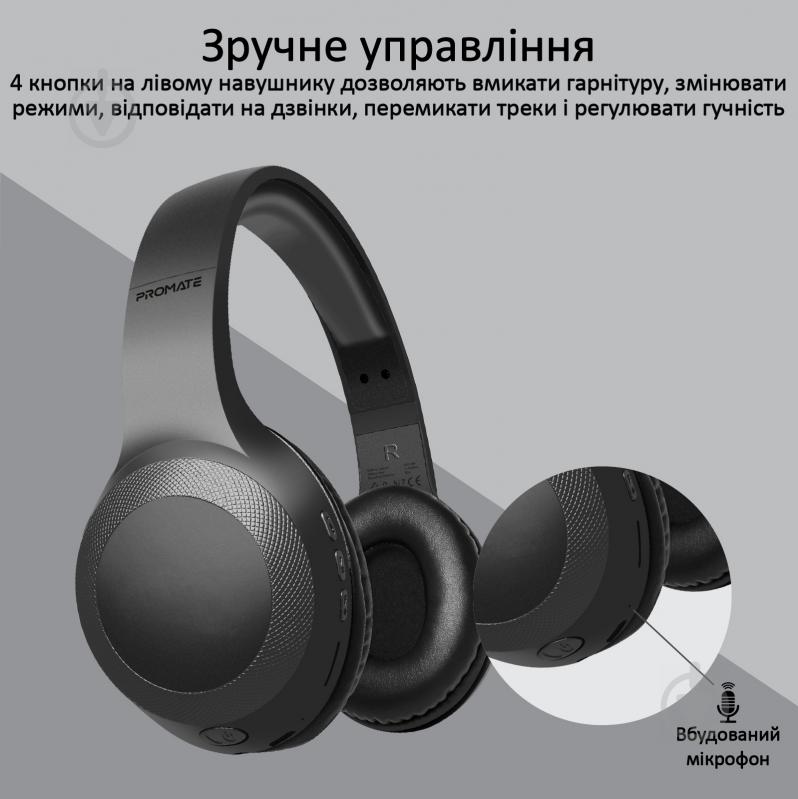 Наушники Promate LaBoca Bluetooth 5.0 black (laboca.black) - фото 7