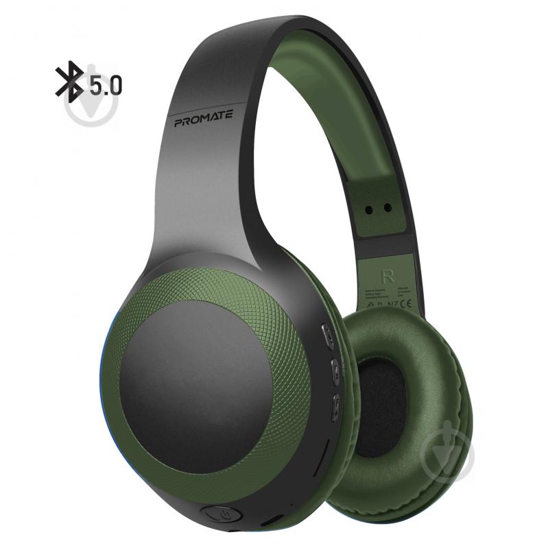 Наушники Promate LaBoca Bluetooth 5.0 green (laboca.midnightgreen) - фото 1