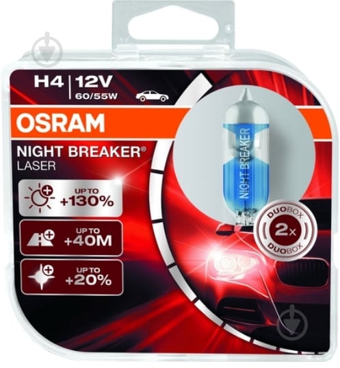 Автолампа галогенна Osram Night Breaker Laser H4 60 Вт 2 шт. - фото 1