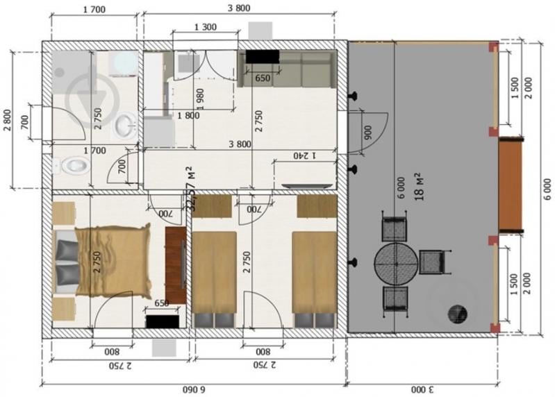 Модульний будинок корисною площею 29 м кв (два модулі) комплектації BARNIX 36 - фото 2