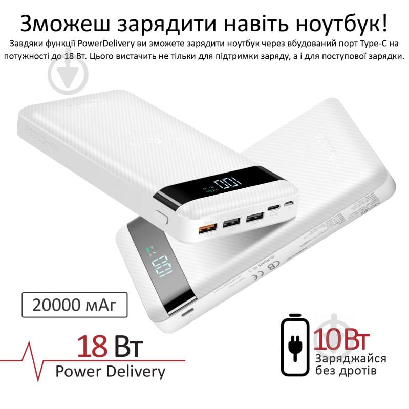 Повербанк Promate 20000 mAh (auratank-20.white) - фото 5