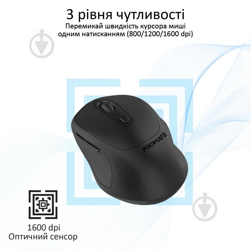 Мишка Promate Clix-9 Wireless Black black (clix-9.black) - фото 2