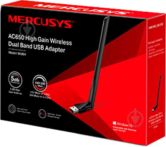 Wi-Fi-адаптер Mercusys MU6H AC650 USB2.0 - фото 4