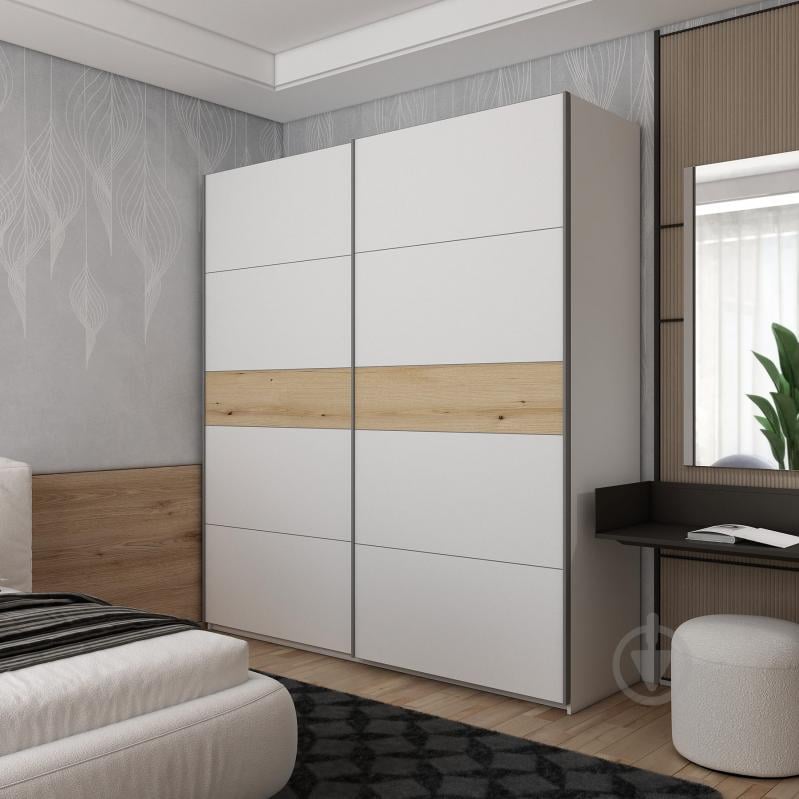 Шафа-купе G-Caiser Doros ДСП 2200x600x2400 мм альба білий/дуб евок прибережний двері ДСП - фото 2 Шафа-купе G-Caiser Doros ДСП 2200x600x2400 мм альба білий/дуб евок прибережний двері ДСП - фото 2