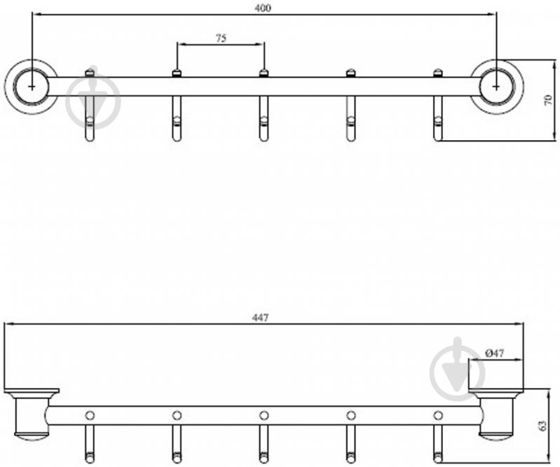 Планка с крючками ANDEX Classic 057 CC - фото 2