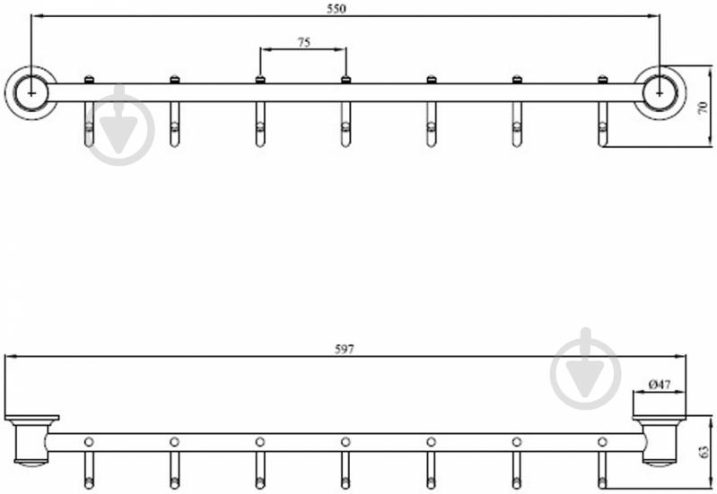 Планка с крючками ANDEX Classic 059 CC - фото 2