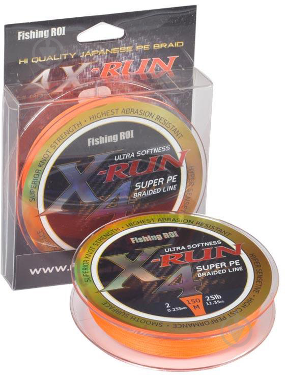 Шнур Fishing ROI X-Run 4PE orange 150м 0,128мм 4,54кг - фото 1