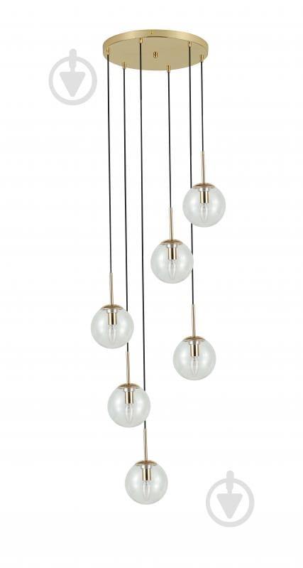 Підвіс Sensio Anje 6x40 Вт E14 золотий/прозорий LS-74657/6P-E1440W - фото 2 Підвіс Sensio Anje 6x40 Вт E14 золотий/прозорий LS-74657/6P-E1440W - фото 2