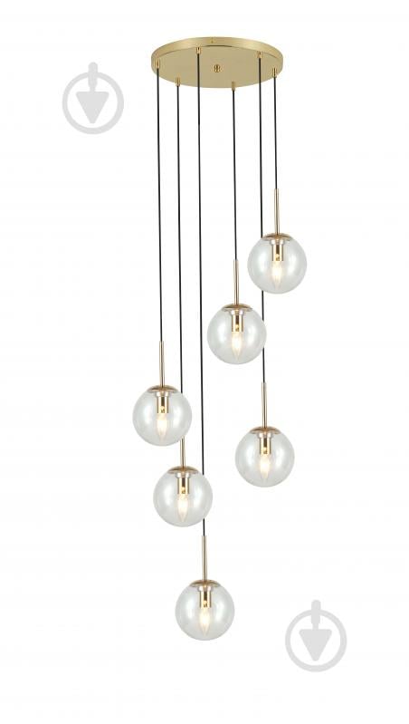 Підвіс Sensio Anje 6x40 Вт E14 золотий/прозорий LS-74657/6P-E1440W - фото 1 Підвіс Sensio Anje 6x40 Вт E14 золотий/прозорий LS-74657/6P-E1440W - фото 1