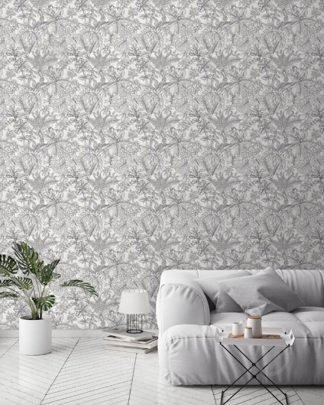 Шпалери вінілові гарячого тиснення Decoprint leaf white EP1052 0,53x10,05 м - фото 2