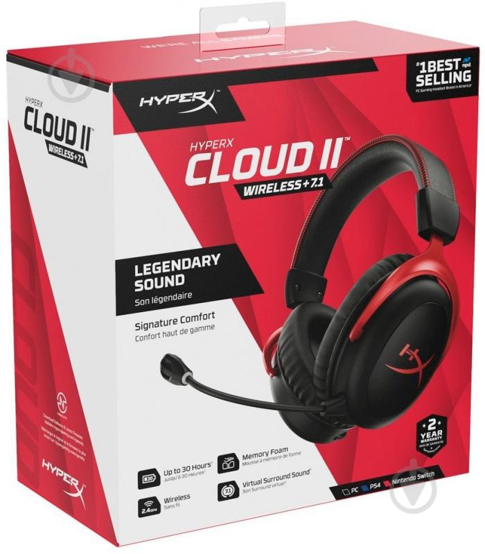 Наушники HyperX Cloud II Wireless black (HHSC2X-BA-RD/G) - фото 8