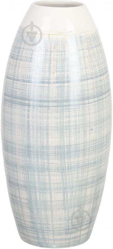 Ваза керамическая Shanghai 15х38 см 38 см бежевая с голубым - фото 1