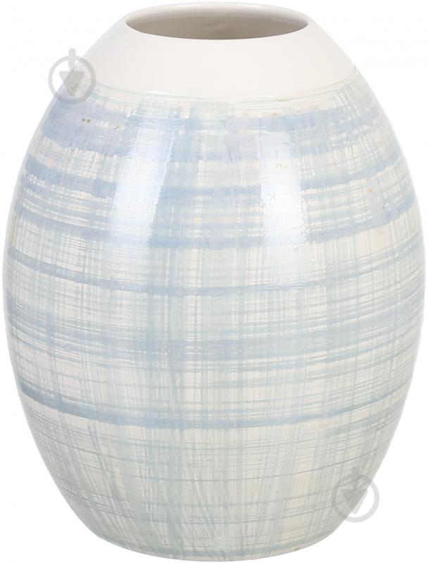 Ваза керамическая Shanghai 20х28 см 28 см бежевая с голубым - фото 1