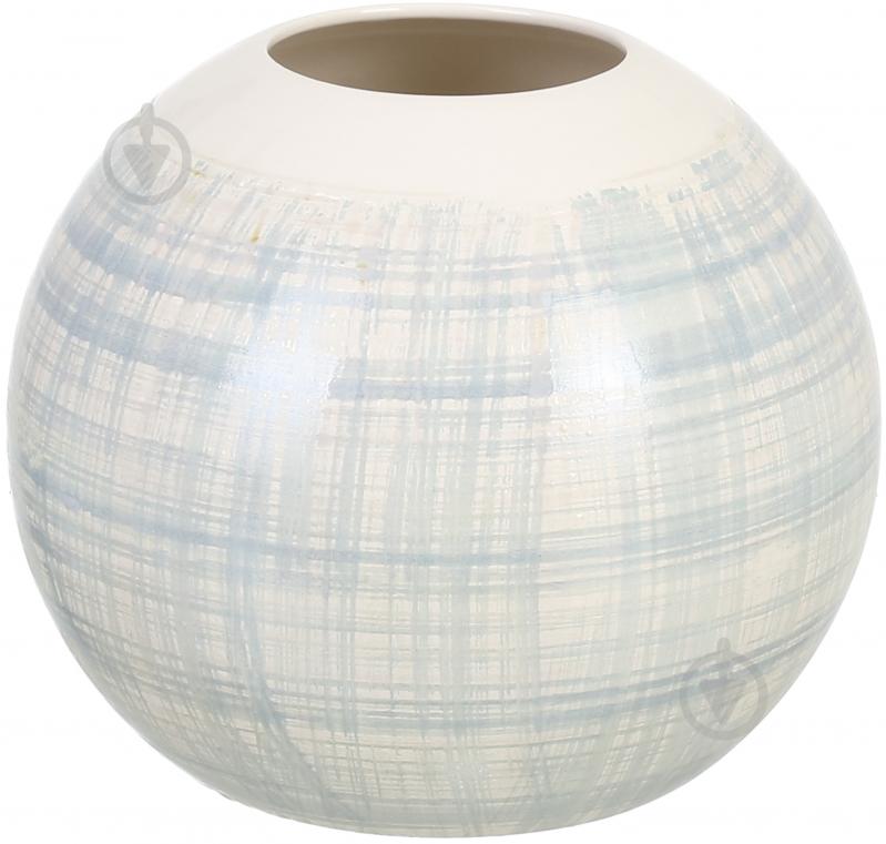 Ваза керамическая Shanghai 22х18 см 18 см бежевая с голубым - фото 1