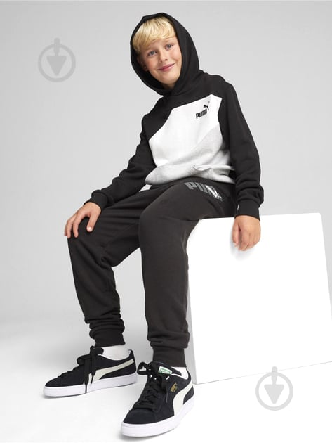 Джемпер Puma POWER Colourblock Youth Hoodie 67925001 р.128 черно-белый с серым - фото 3