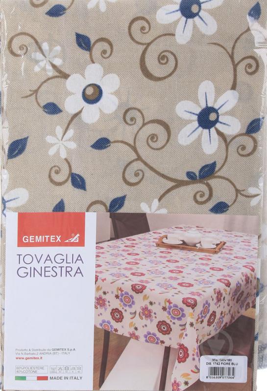 Скатерть Ginestra Синие цветы 140x180 см бежевый Gemitex - фото 3