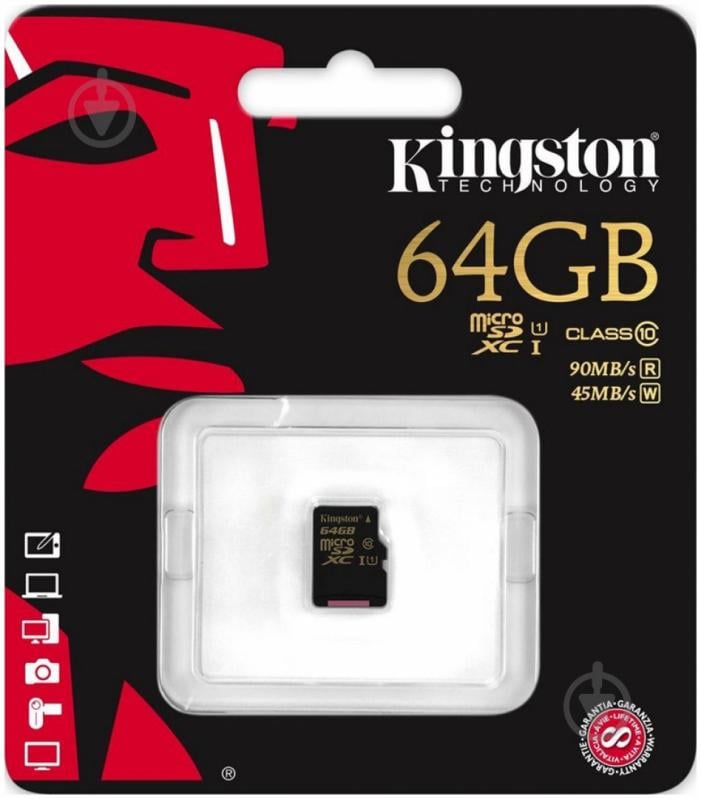 Карта памяти Kingston microSDXC Memory Card 64Gb UHS-I U1 (SDCA10/64GBSP) - фото 1