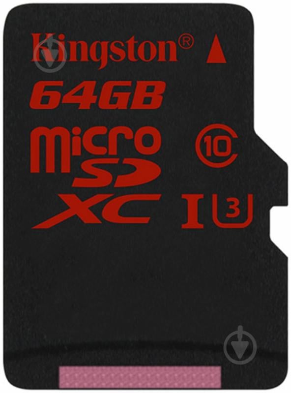 Карта памяти Kingston MicroSDXC 64GB Class 10 UHS-I U3 (SDCA3/64GBSP) - фото 1