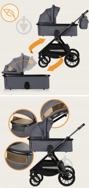 Коляска универсальная 2 в 1 Lionelo Layla 2in1 Grey Stone - фото 3
