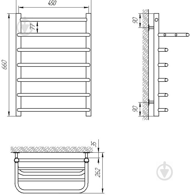 Полотенцесушитель Laris Стандарт П7 450х660 с полкой 71207067 - фото 3