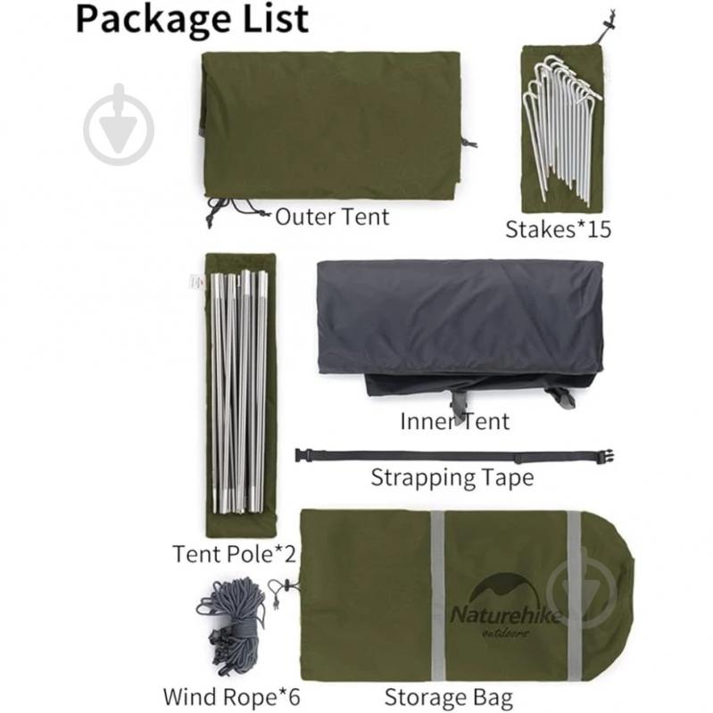 Намет туристичний Naturehike P-Series CNK2300ZP028, темний оливковий 003880372 - фото 2 Намет туристичний Naturehike P-Series CNK2300ZP028, темний оливковий 003880372 - фото 2