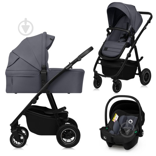 Коляска 3 в 1 Lionelo Amber Plus Grey Graphite - фото 1