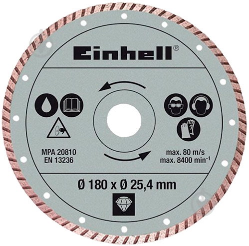 Диск алмазный отрезной Einhell 180x25,4 4301176 - фото 1