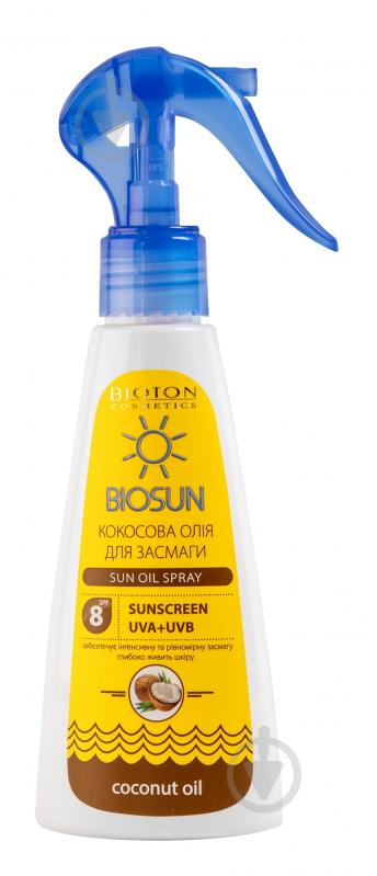 Олія для засмаги Bioton кокосова SPF 8 150 мл - фото 1 Олія для засмаги Bioton кокосова SPF 8 150 мл - фото 1