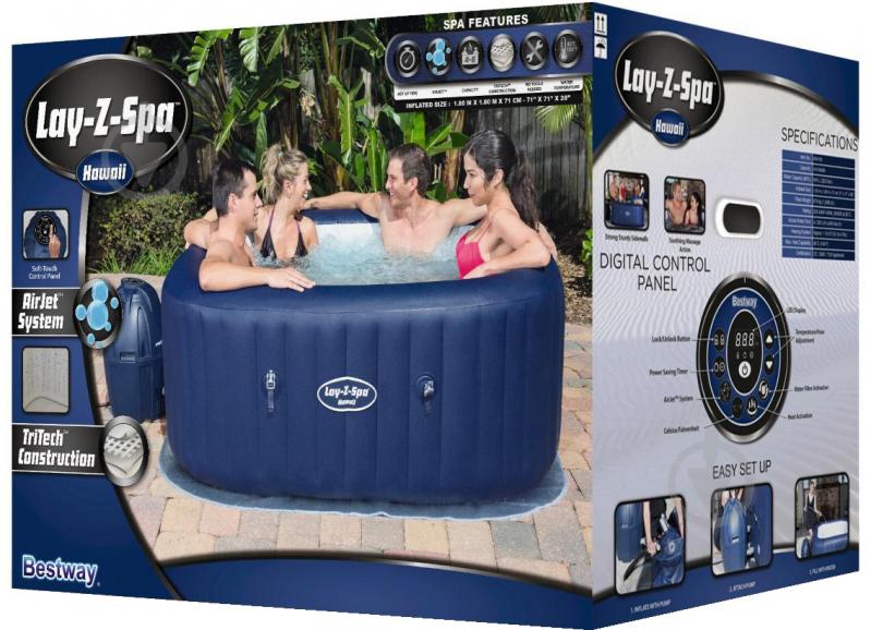 Бассейн надувной Bestway Lay-Z-Spa Hawaii 54154 180х180х71 см - фото 11