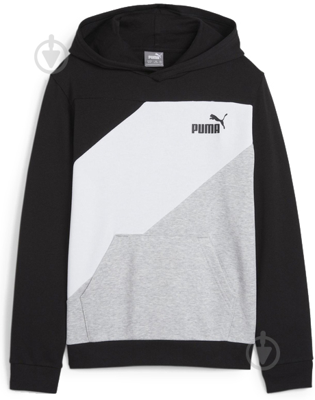 Джемпер Puma POWER Colourblock Youth Hoodie 67925001 р.140 черно-белый с серым - фото 4