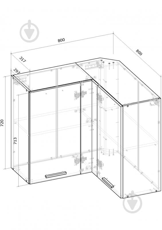 Шафа верхня під витяжку ВВ1 60х58х30 МС Кашемір кашемір/кашемір Грейд - фото 3 Шафа верхня під витяжку ВВ1 60х58х30 МС Кашемір кашемір/кашемір Грейд - фото 3
