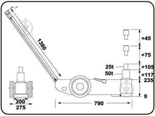 Домкрат гідравлічний підкатний PROFITOOL 0XPTPH0042 50 т - фото 2
