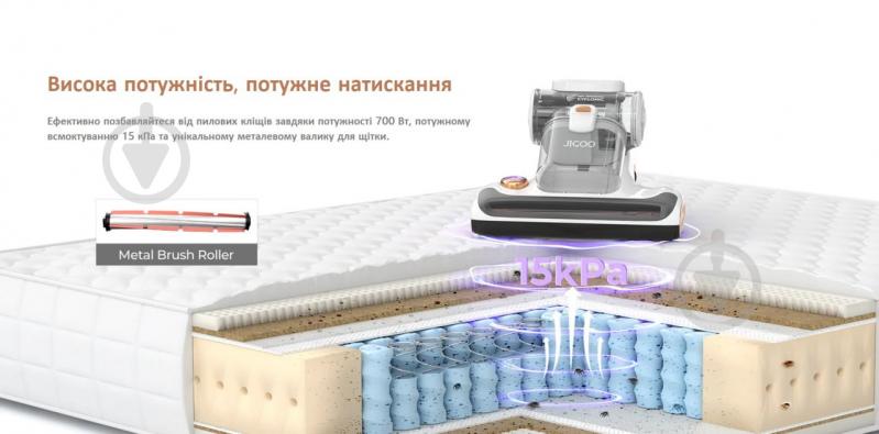 Пылесос для шерсти JIGOO T600 Bed Mattress Vacuum Cleaner 700W Grey (6976818760075) - фото 9