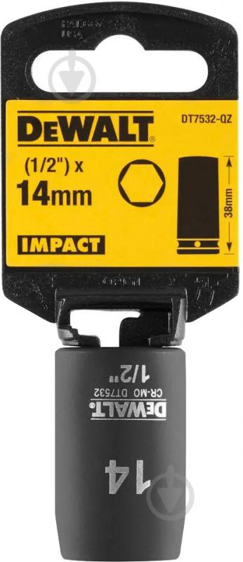 Головка ударная Impact короткая 1/2 х 14 мм DeWalt 1 шт. DT7532 - фото 2