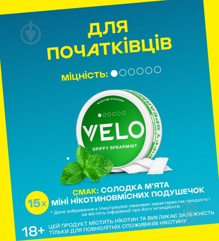 Тютюн жувальний Velo Нікотинові паучі Spiffy Spearmint 4 мг - фото 2