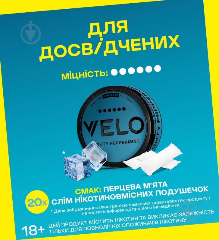 Тютюн жувальний Velo Нікотинові паучі Mighty Peppermint 17 мг - фото 2