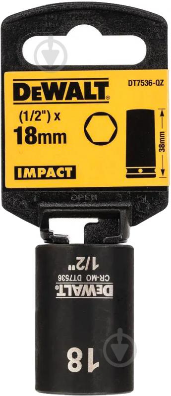 Головка ударная Impact короткая 1/2 х 18 мм DeWalt 1 шт. DT7536 - фото 2