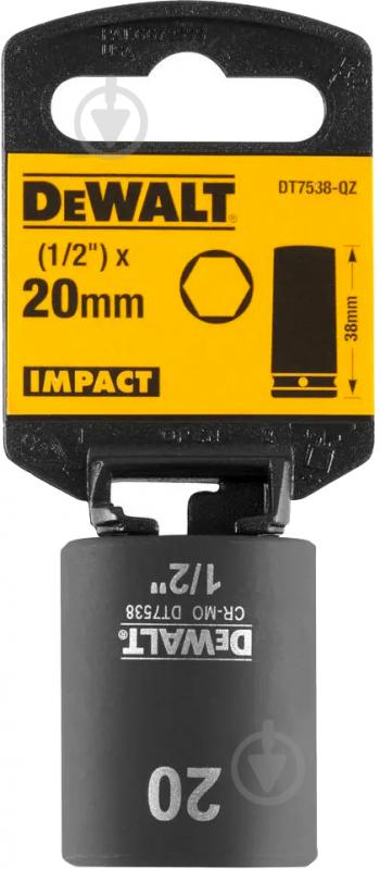 Головка ударная Impact короткая 1/2 х 20 мм DeWalt 1 шт. DT7538 - фото 2