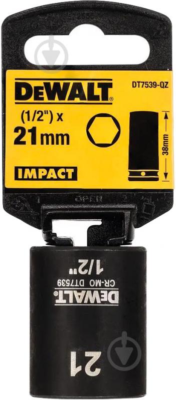 Головка ударная Impact короткая 1/2 х 21 мм DeWalt 1 шт. DT7539 - фото 2