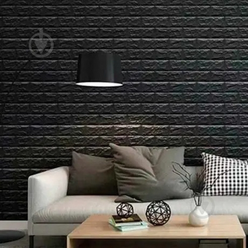 3D-панель з ПВХ самоклейна Sticker Wall цегла чорна 700х770х3 мм (19-3) - фото 2