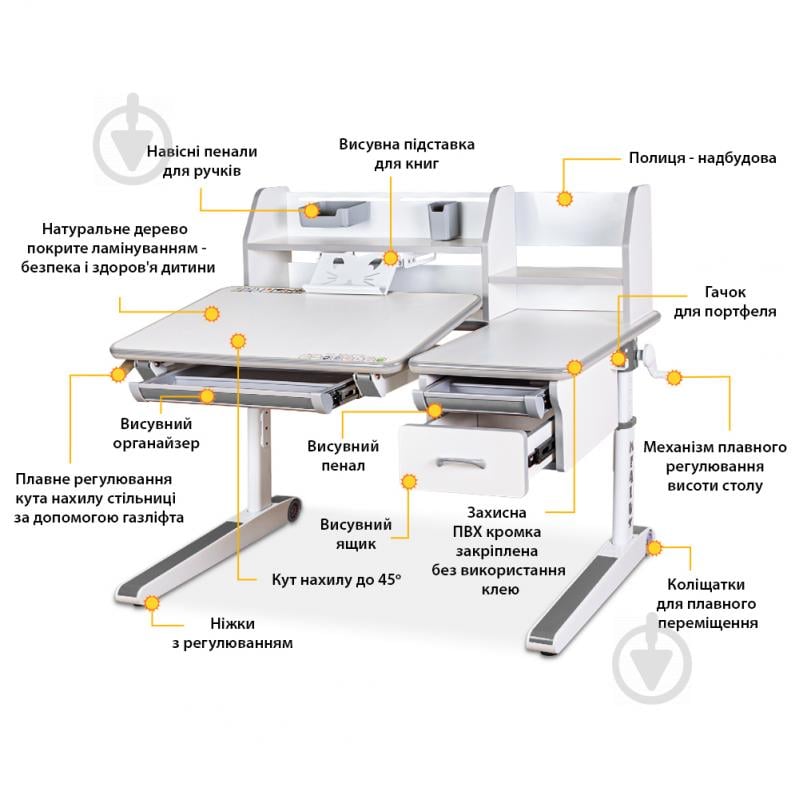 Детский стол Mealux Sherwood W/G (BD-830 W/G) - фото 12