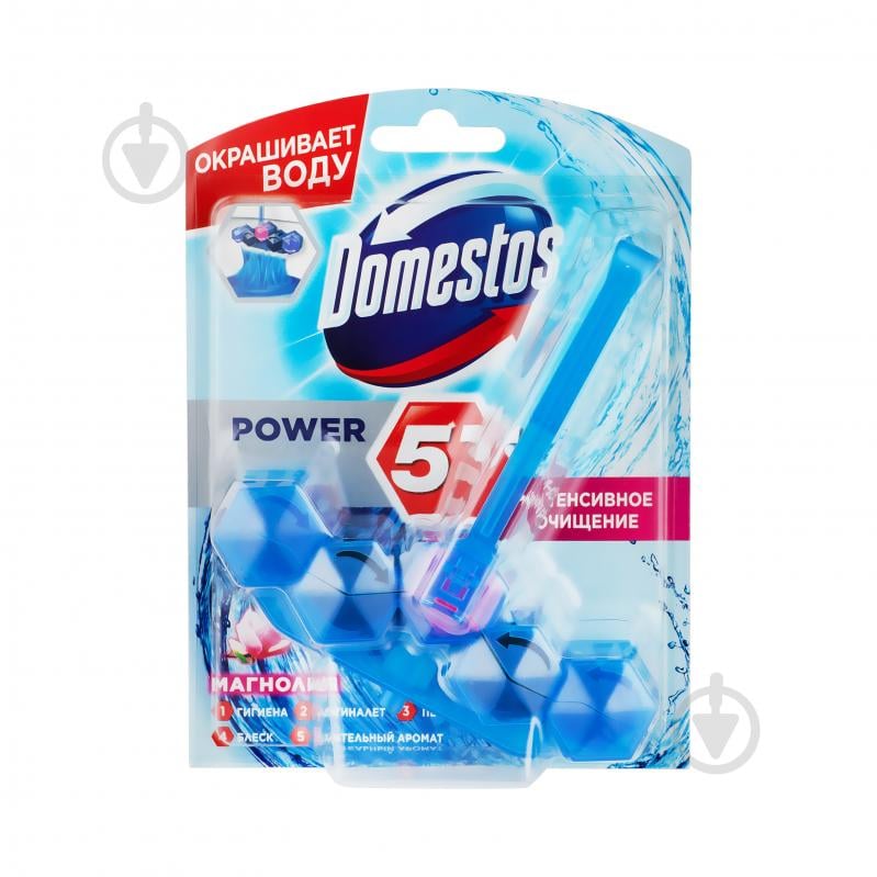 Туалетный блок Domestos Power 5 Видимая защита Цветочный букет 53 г - фото 1