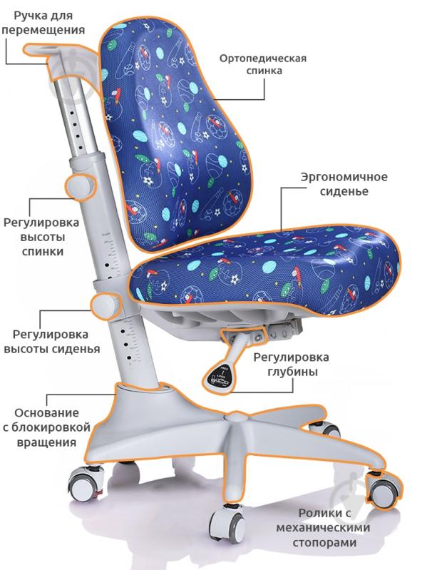 Кресло детское Mealux Match KBL gray base (Y-528 KBL) голубой - фото 2