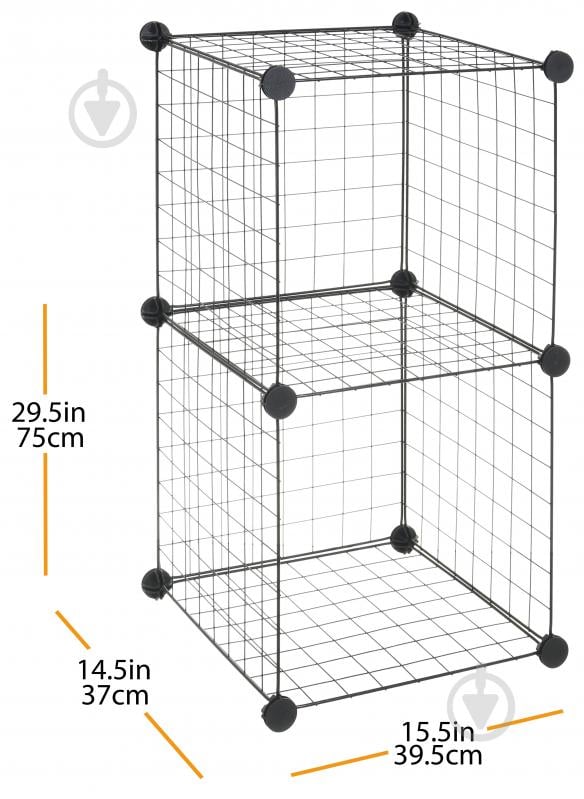 Стеллаж проволочный куб metal сubes storage 2 полки 750х395х370 мм черный - фото 6