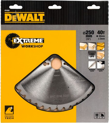 Пильный диск DeWalt Extreme Workshop 250x30x2,2 Z40 DT4322 - фото 3